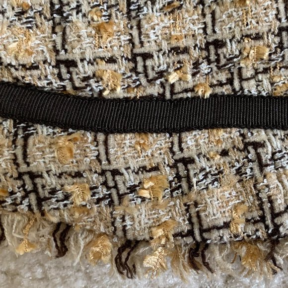 πHPπ Vintage Tweed Fringe Hem Blazer Size 4 Lined, Brown Tan & Cream - Picture 14 of 15